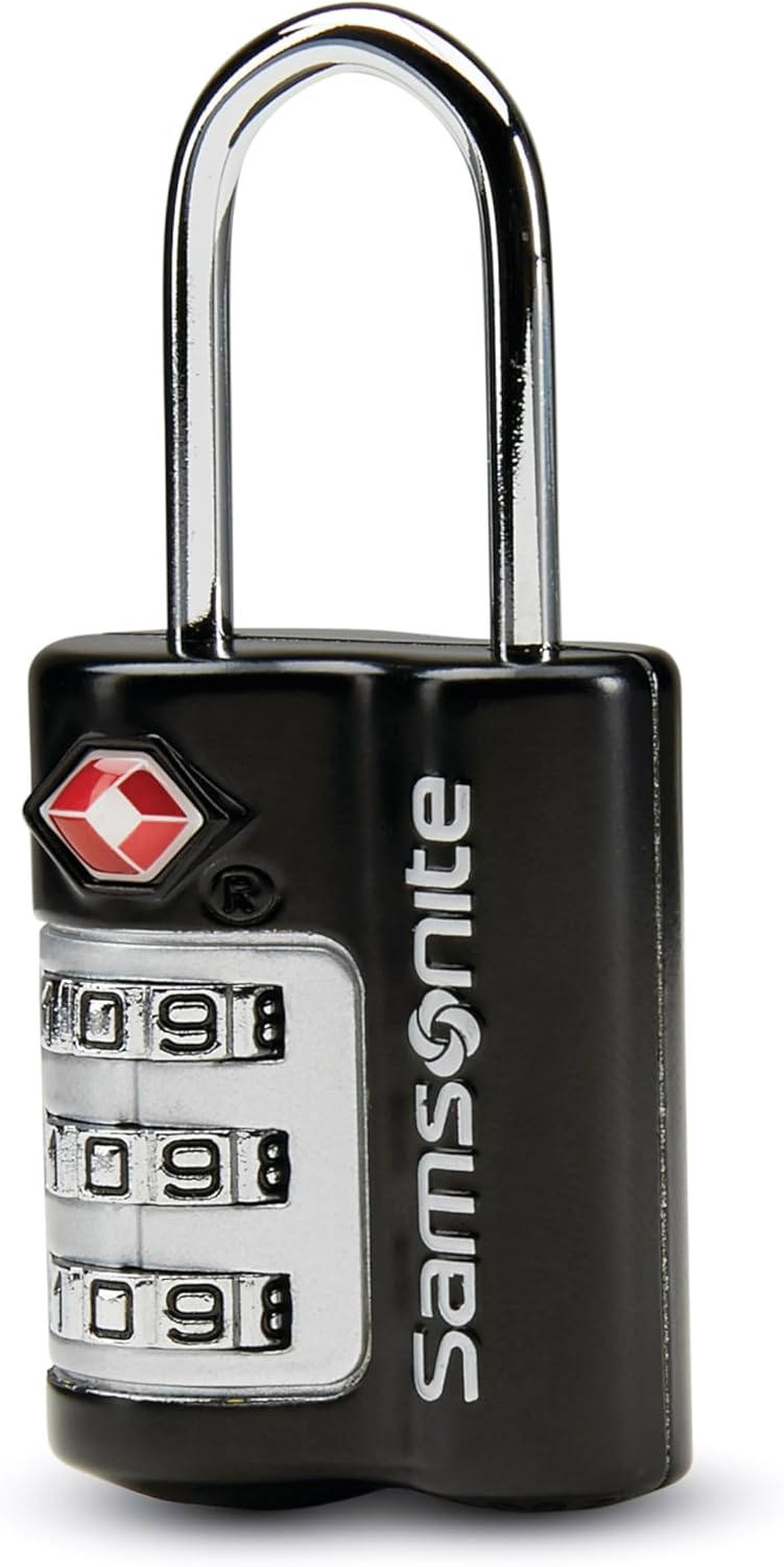 3-Dial Combination Lock, TSA Approved Travel Lock, Black